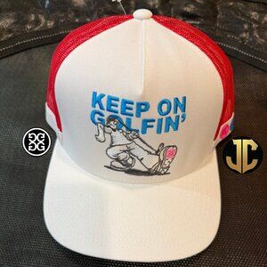 G/FORE Keep On Golfin Cotton Twill Trucker Golf Hat - Snow